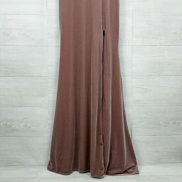 Anthropologie BHLDN Fawn Velvet Maxi Dress Size 4 Rose Pink Off Shoulder Wedding - Picture 5 of 16